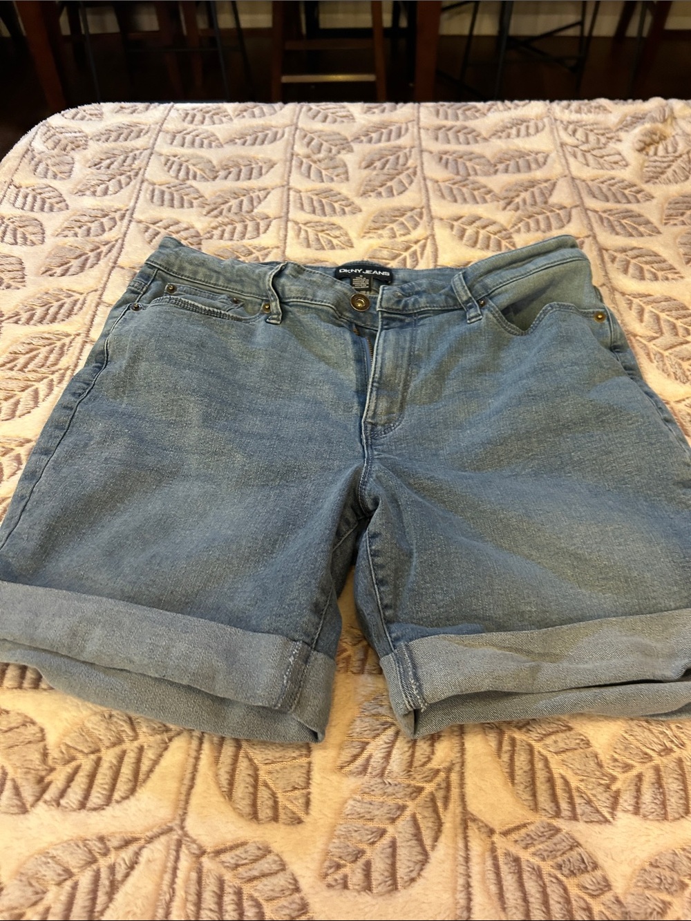 DKNY Light Wash Denim Cuffed Shorts